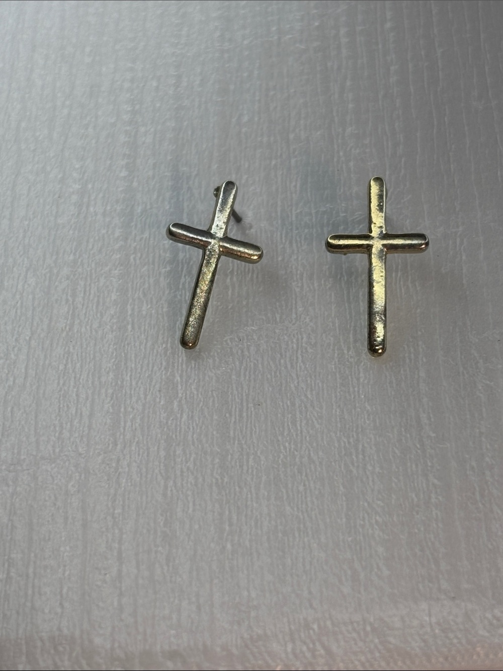 Silver Tone Cross Earrings New